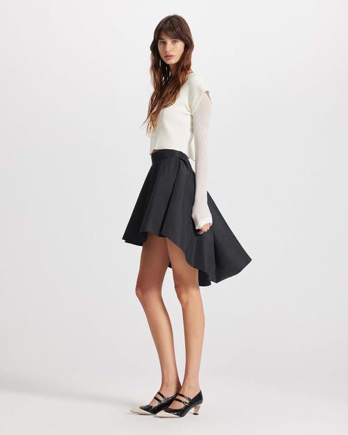 Theo The Label Theia Taffeta Hi-low Skirt In Black