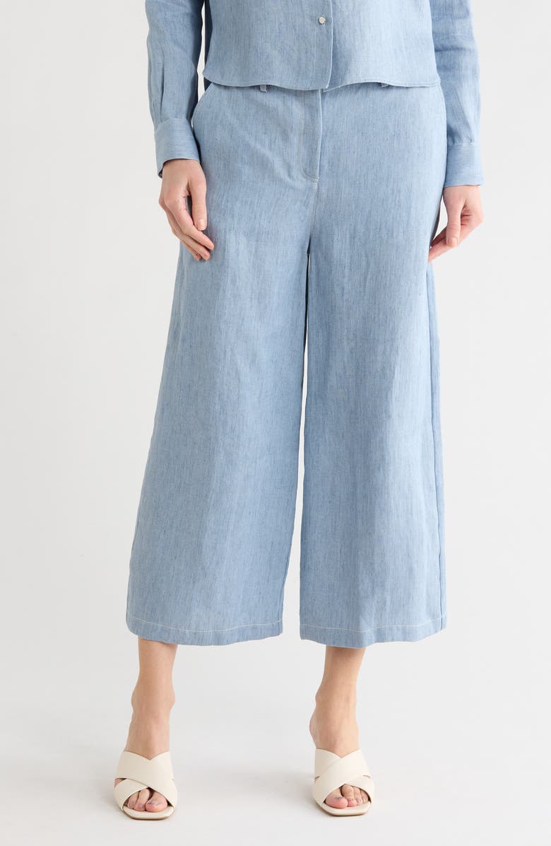 TWP Howard Cropped Wide Leg Pants, Main, color, Light Indigo