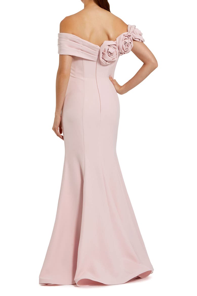 Off The Shoulder Crepe Mermaid Gown, Alternate, color, Vintage Rose