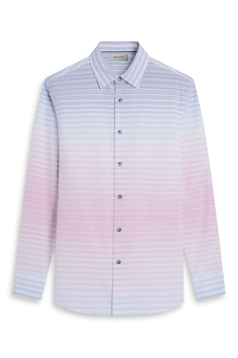 Julian Shaped Ombré Cotton Seersucker Button-Up Shirt, Alternate, color, DUSTY PINK