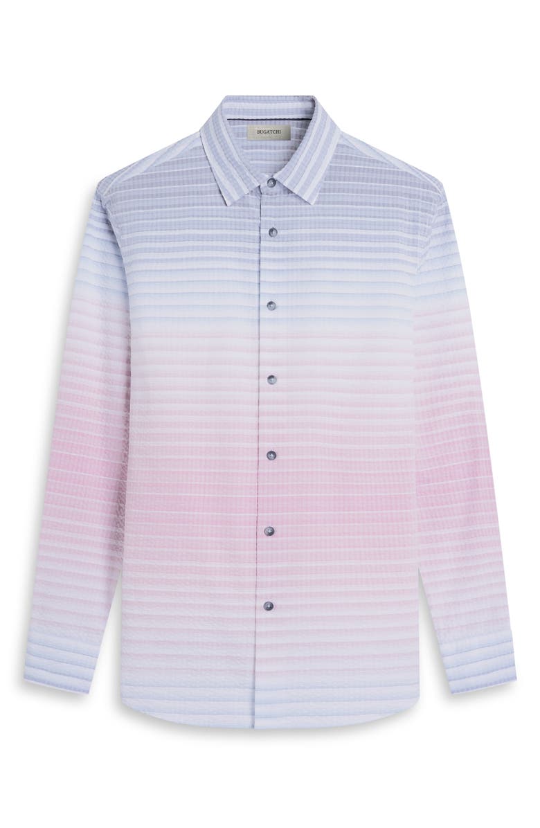 Bugatchi Julian Shaped Ombré Cotton Seersucker Button-Up Shirt, Alternate, color, Dusty Pink