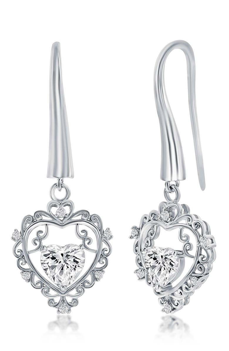 SIMONA Cubic Zirconia Heart Dangle Earrings, Main, color, 