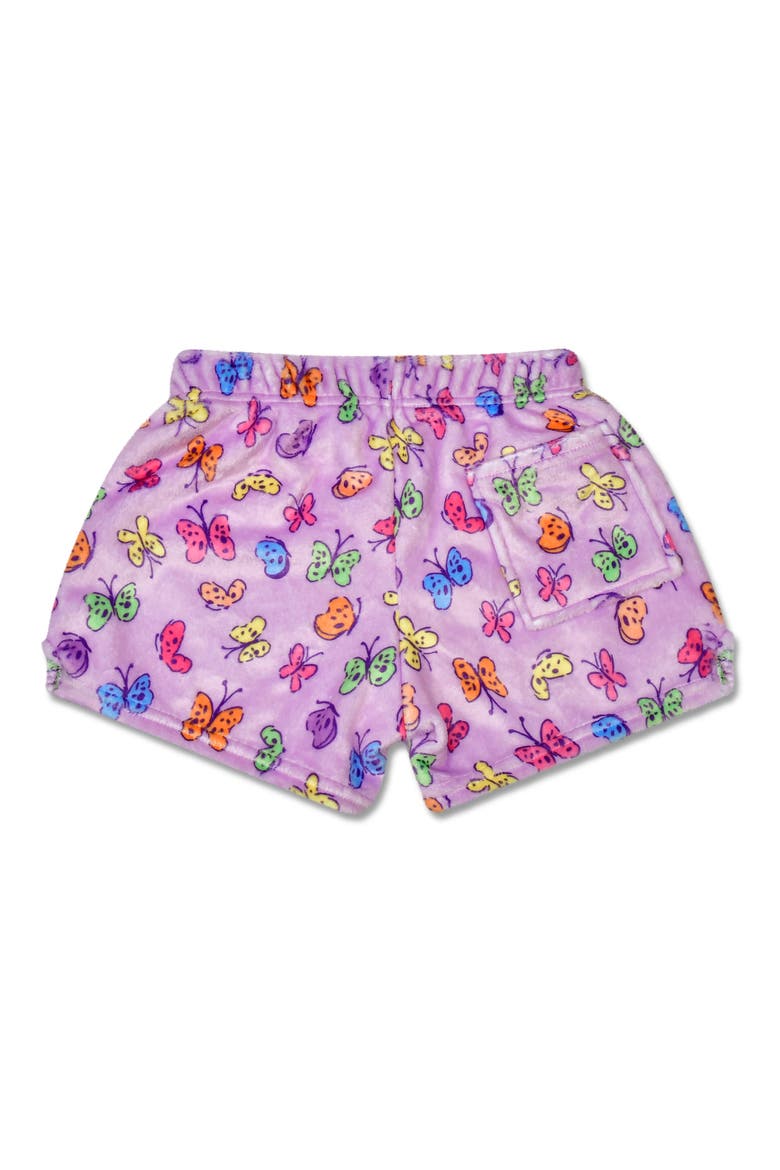 Kids' Bright Butterflies Plush Sleep Shorts, Alternate, color, PURPLE MULTI