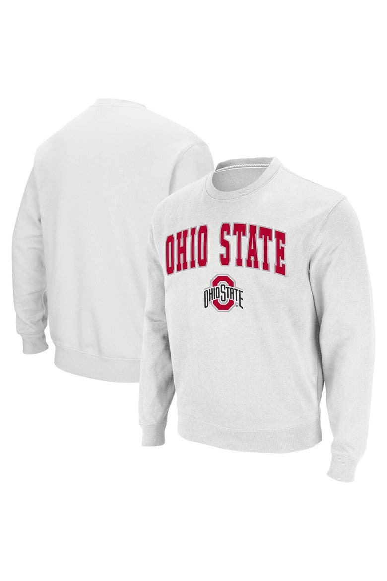 Men's Colosseum White Ohio State Buckeyes Team Arch & Logo Tackle Twill Pullover Sweatshirt, Alternate, color, White