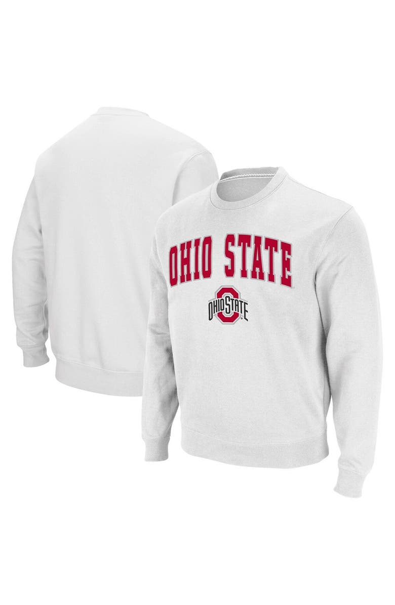 COLOSSEUM Men's Colosseum White Ohio State Buckeyes Team Arch & Logo Tackle Twill Pullover Sweatshirt, Alternate, color, White