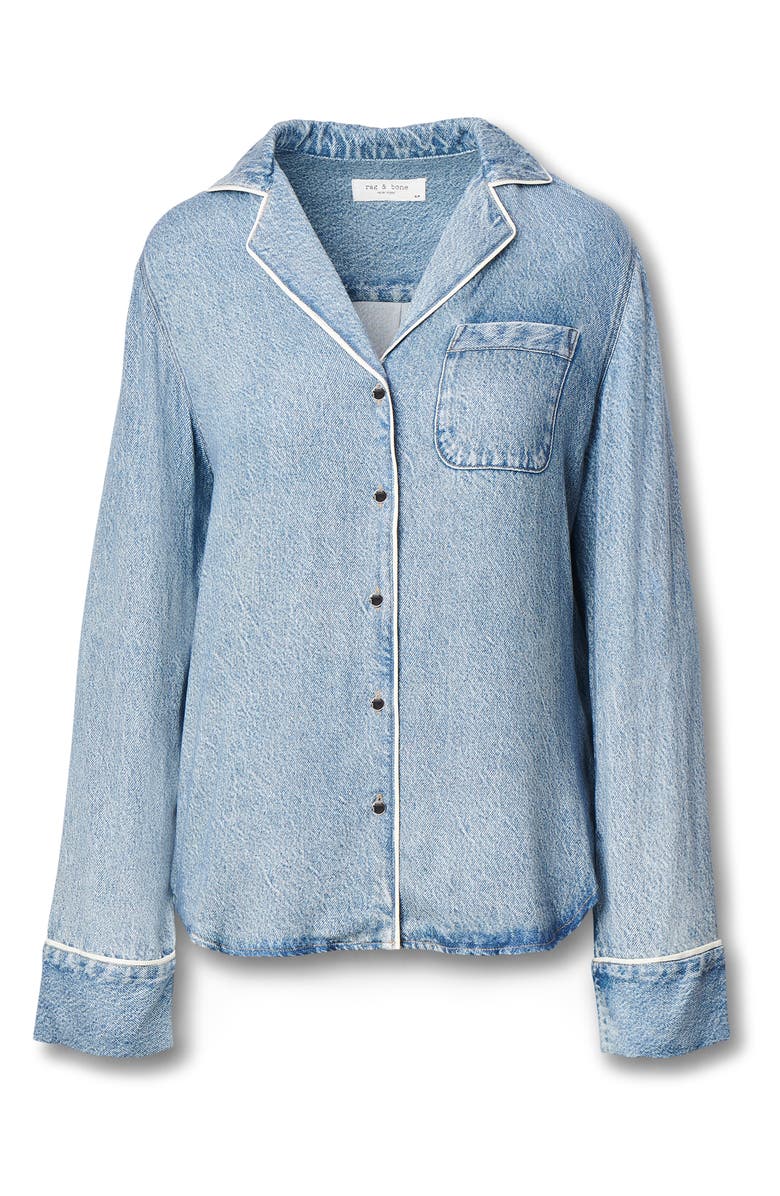 rag & bone/JEAN Miramar Slink Lounge Trompe L'Oeil Faux Denim Button-Up Shirt, Alternate, color, Zoe