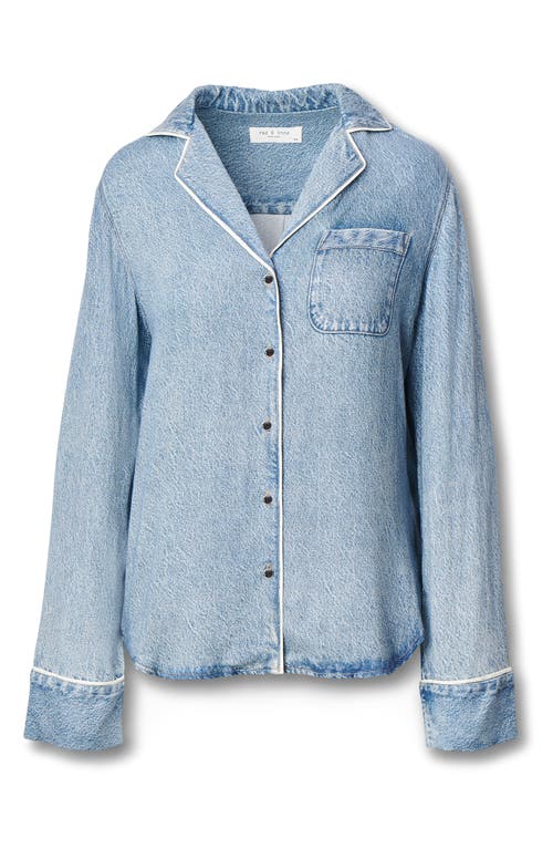 Rag & Bone /jean Miramar Slink Lounge Trompe L'oeil Faux Denim Button-up Shirt In Blue