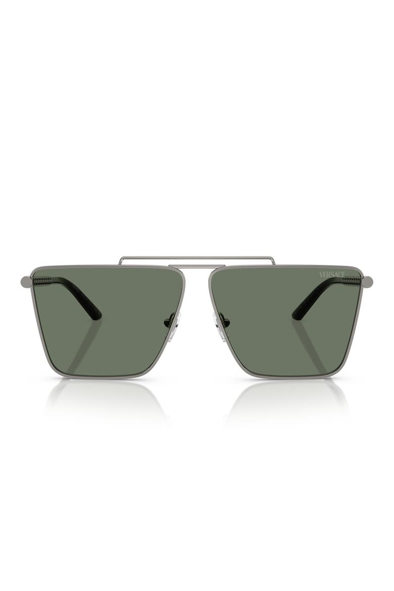 64mm Oversize Pillow Sunglasses, Main, color, GUNMETAL