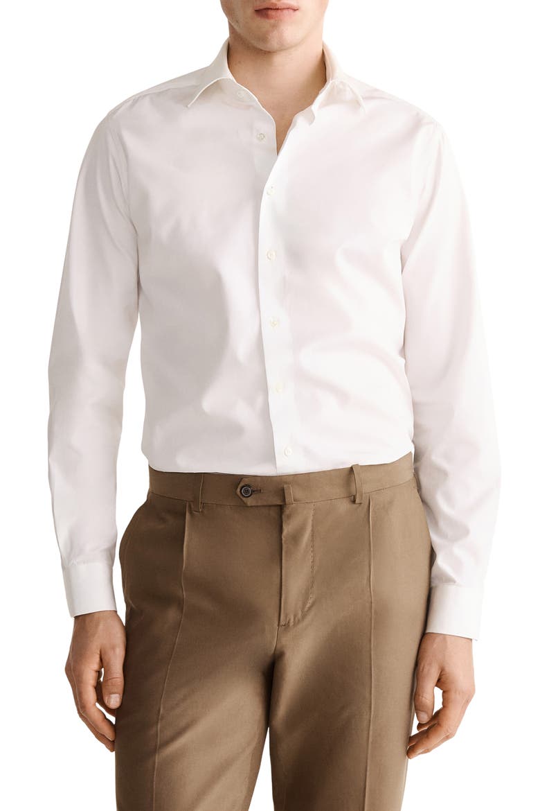 Slim Fit Cotton Button-Up Shirt, Main, color, WHITE