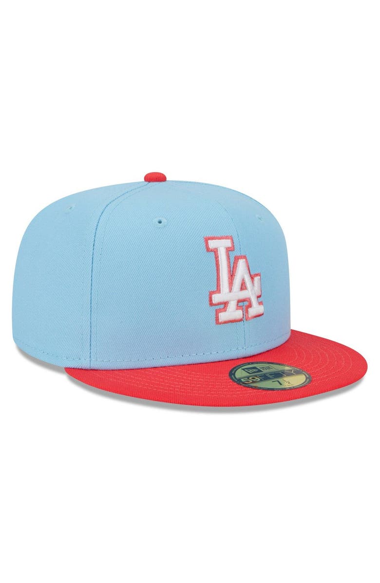 New Era Men's New Era Light Blue/Red Los Angeles Dodgers Spring Color Two-Tone 59FIFTY Fitted Hat, Alternate, color, Light Blue
