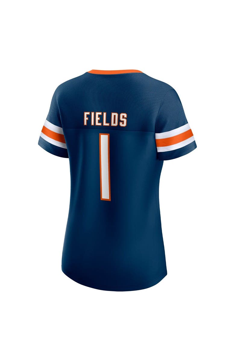 FANATICS Women's Fanatics Branded Justin Fields Navy Chicago Bears Athena Name & Number Notch Neck T-Shirt, Alternate, color, 