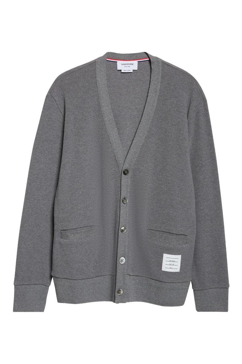 Waffle Knit V-Neck Cardigan, Alternate, color, MED GREY
