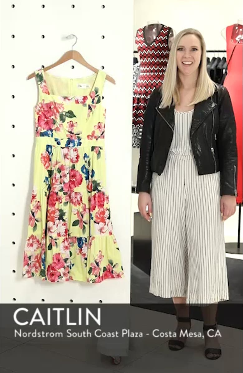 Square Neck Floral Tiered Fit & Flare Midi Dress, sales video thumbnail