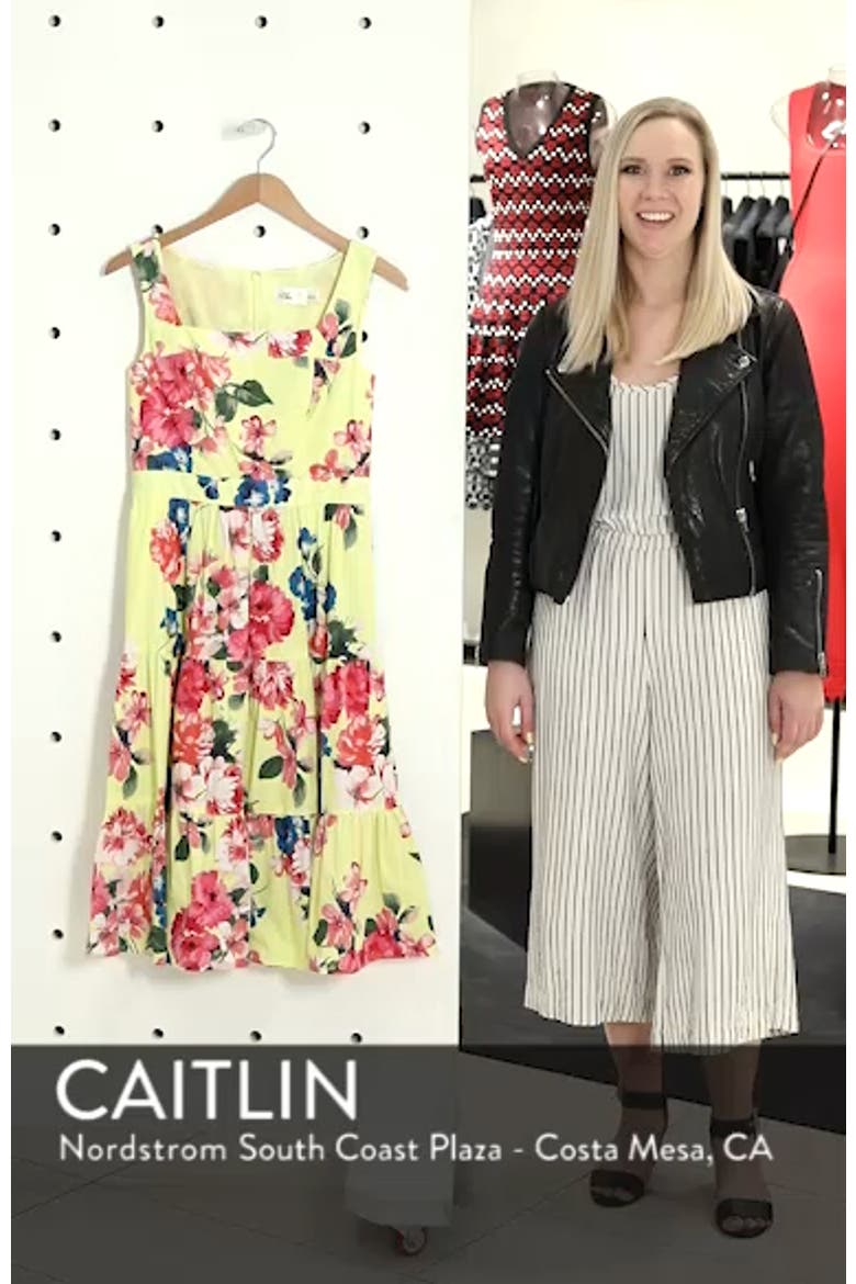 Square Neck Floral Tiered Fit & Flare Midi Dress video