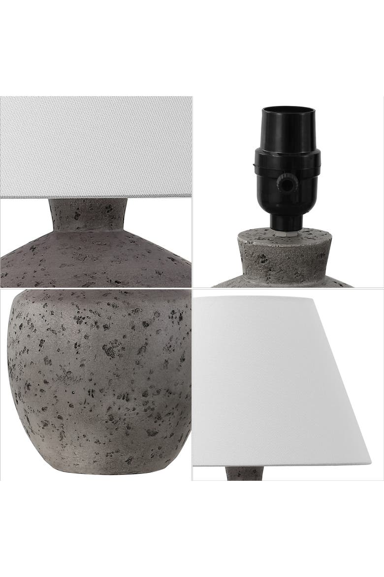 Myron 18" Minimalist Scandinavian Concrete Effect Resin/Iron LED Table Lamp, Alternate, color, Antique Gray