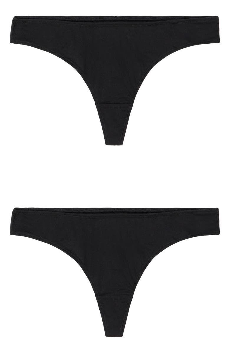 KENT 2-Pack Compostable Organic Cotton Thongs, Alternate, color, Black