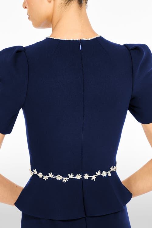 Jenny Packham Jules Floral-embellished Midi Dress In Blue