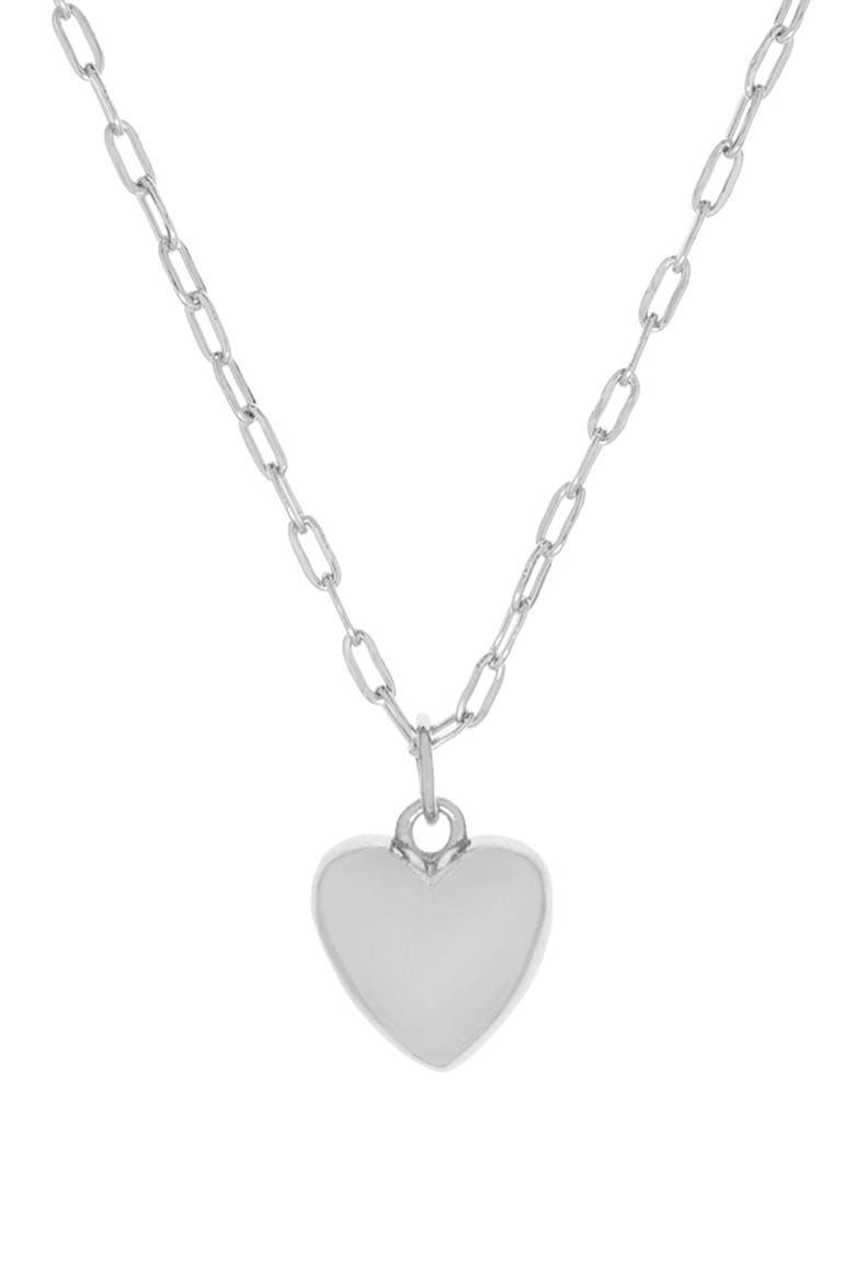 Small Puffy Heart Charm Necklace, Main, color, SILVER