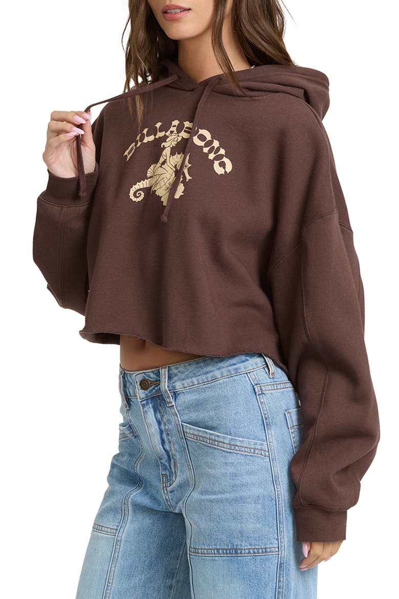 Giddy Up Graphic Oversized Cropped Hoodie, Alternate, color, TEAK