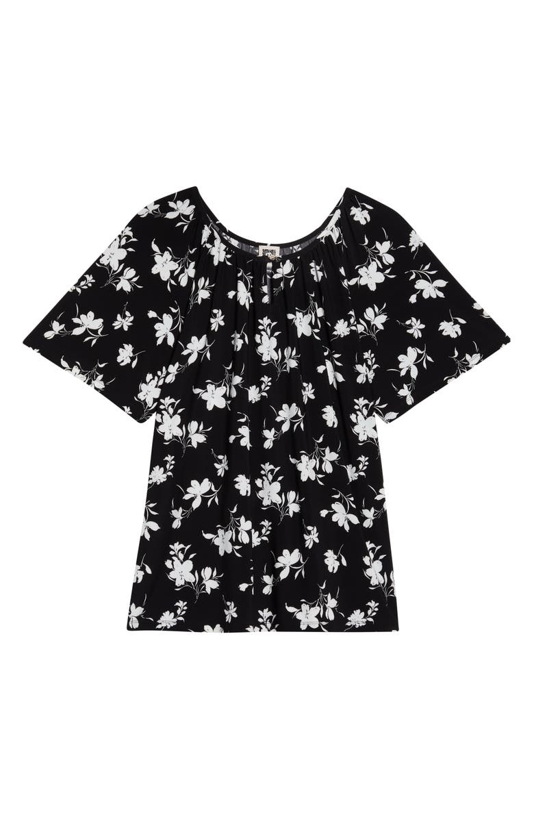 AK ANNE KLEIN Keyhole Print Peasant Top, Main, color, Anne Black/ White Dove
