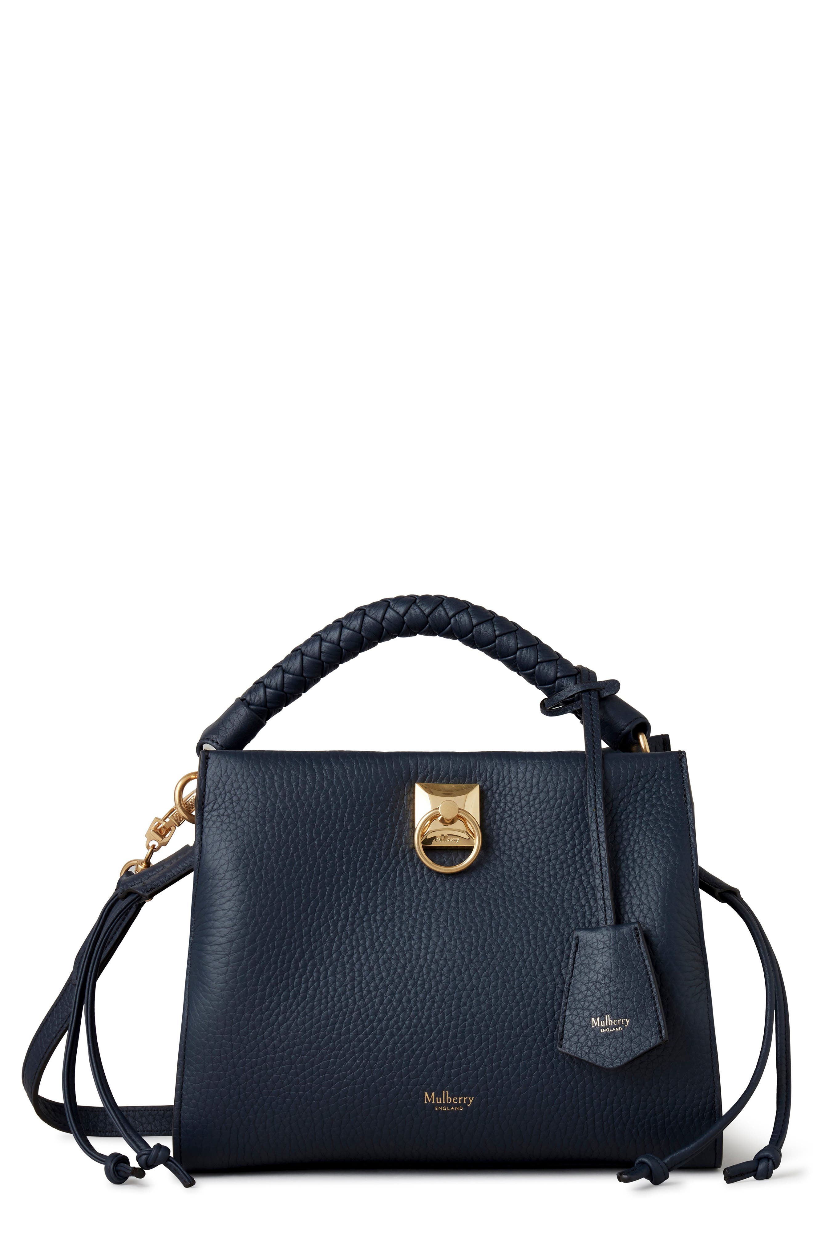 Mulberry Small Iris Leather Top Handle Bag, Main, color, Night Sky
