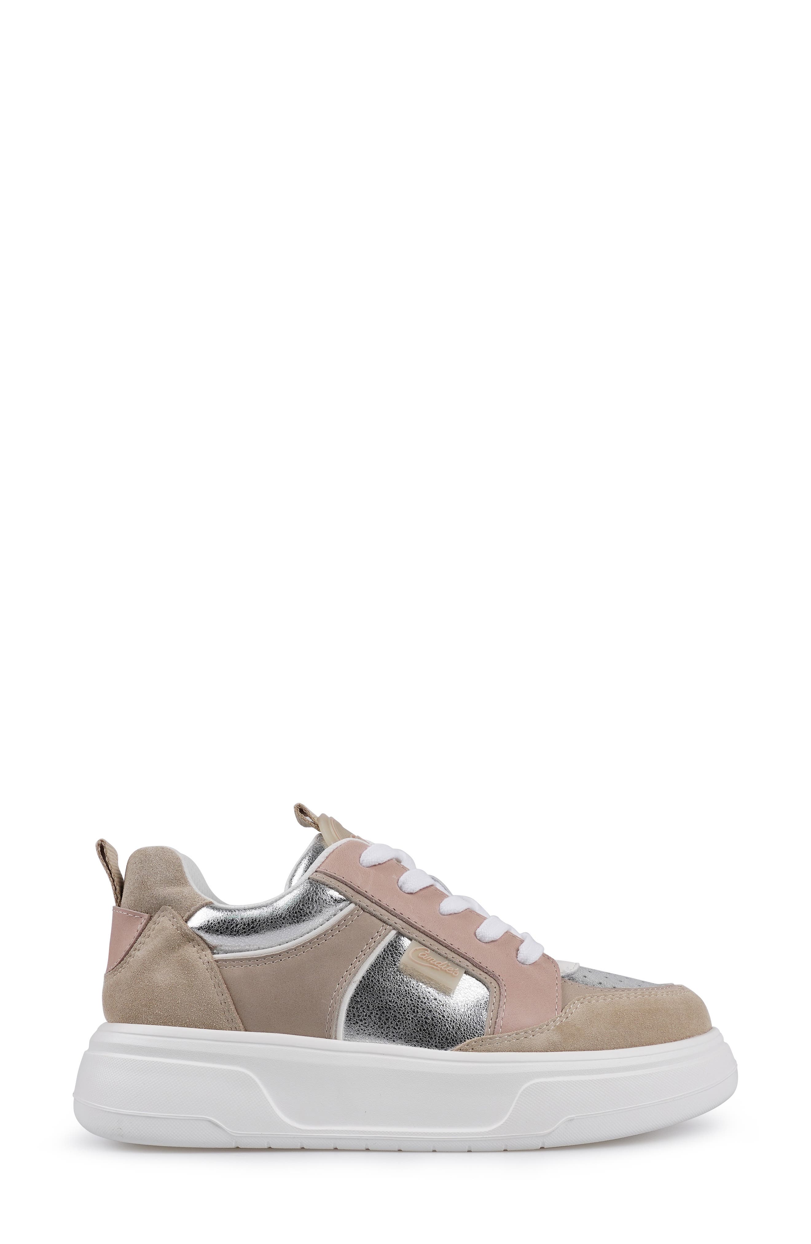 Candie
s Lancer Platform Sneaker, Alternate, color, Natural/ Silver