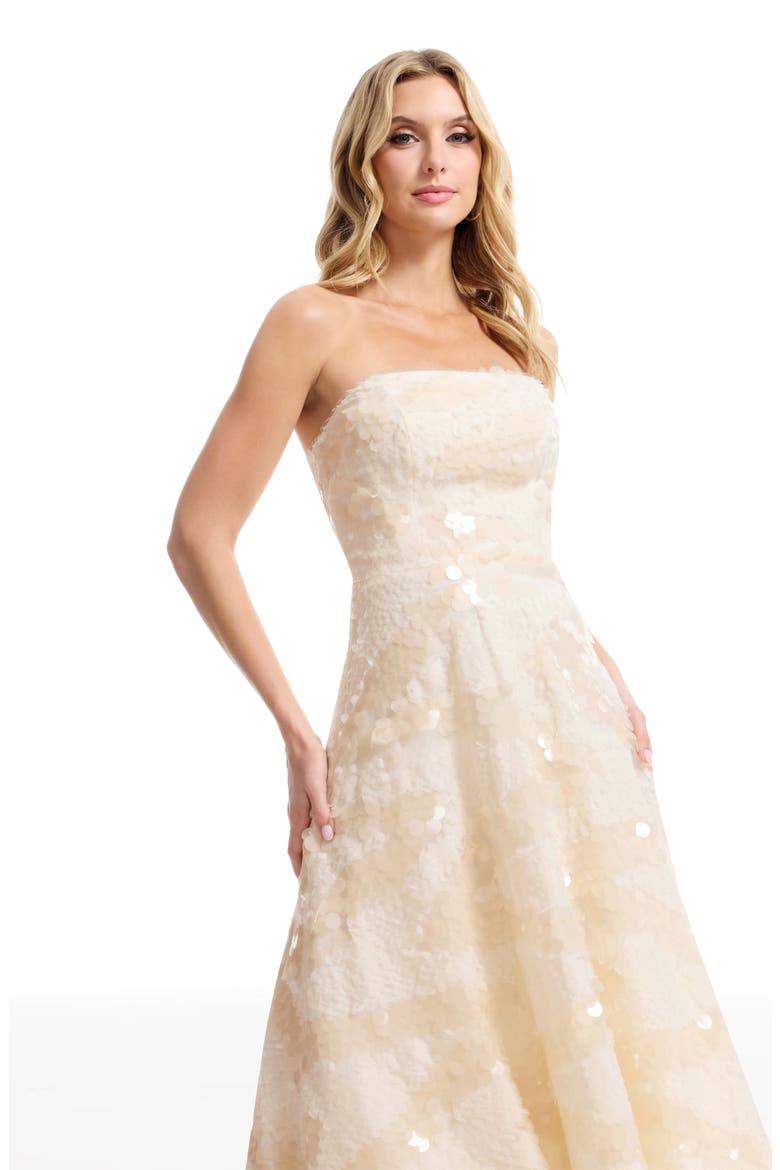 Kailyn Sequin Strapless Dress, Alternate, color, CREAM