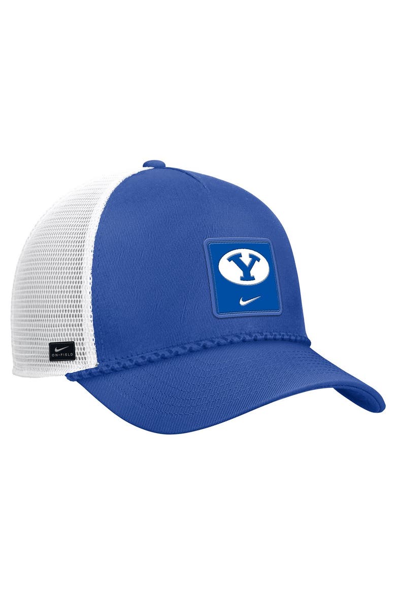 Men's Nike Royal BYU Cougars 2026 On-Field Rope Adjustable Trucker Hat, Main, color, Royal