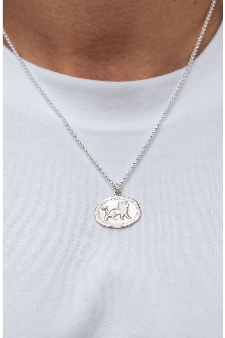 Men's Inspiring Lion Talisman Necklace, Alternate, color, Sterling Silver