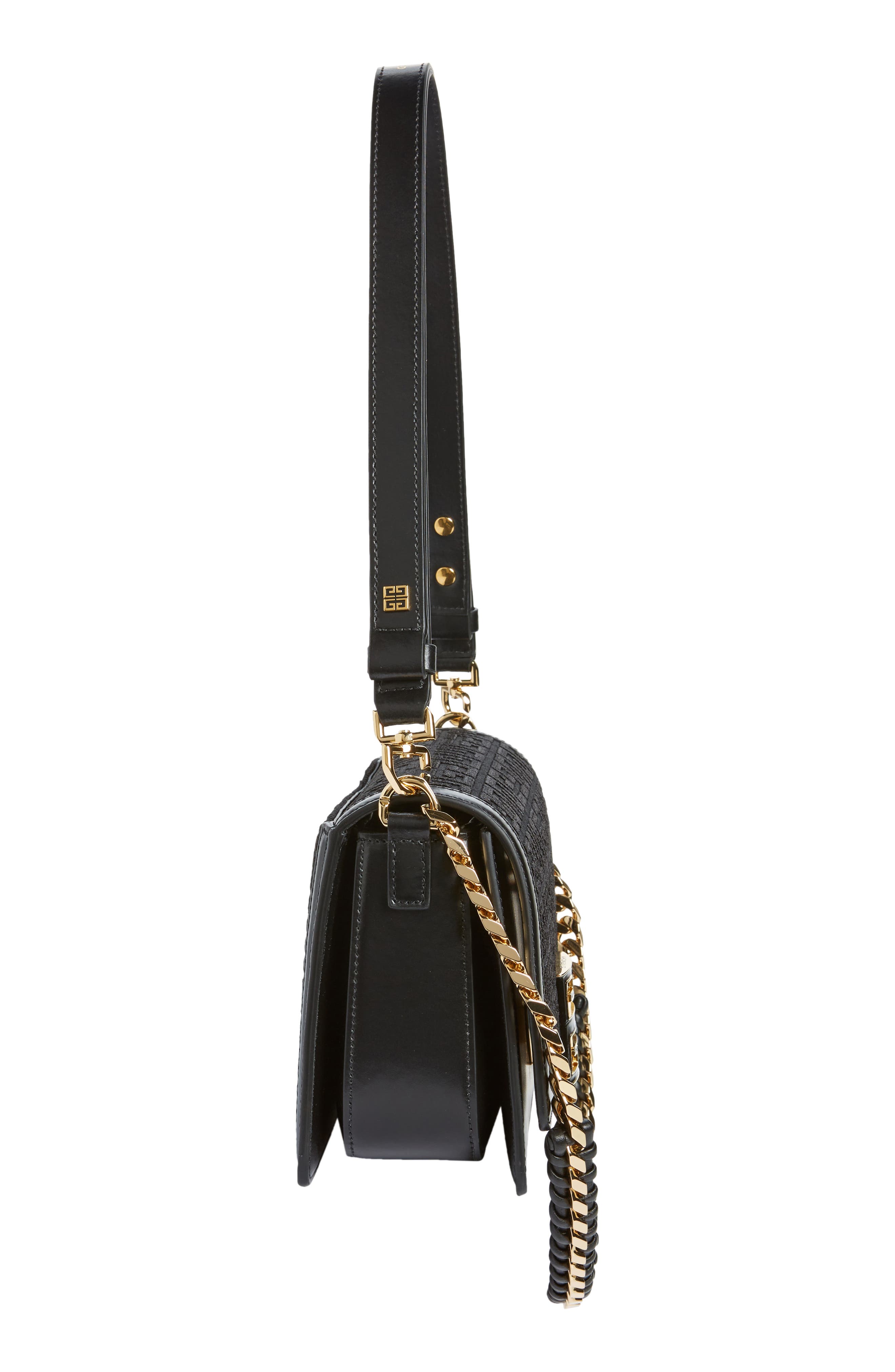 Givenchy Medium 4G Embroidered Canvas & Leather Bag, Alternate, color, 