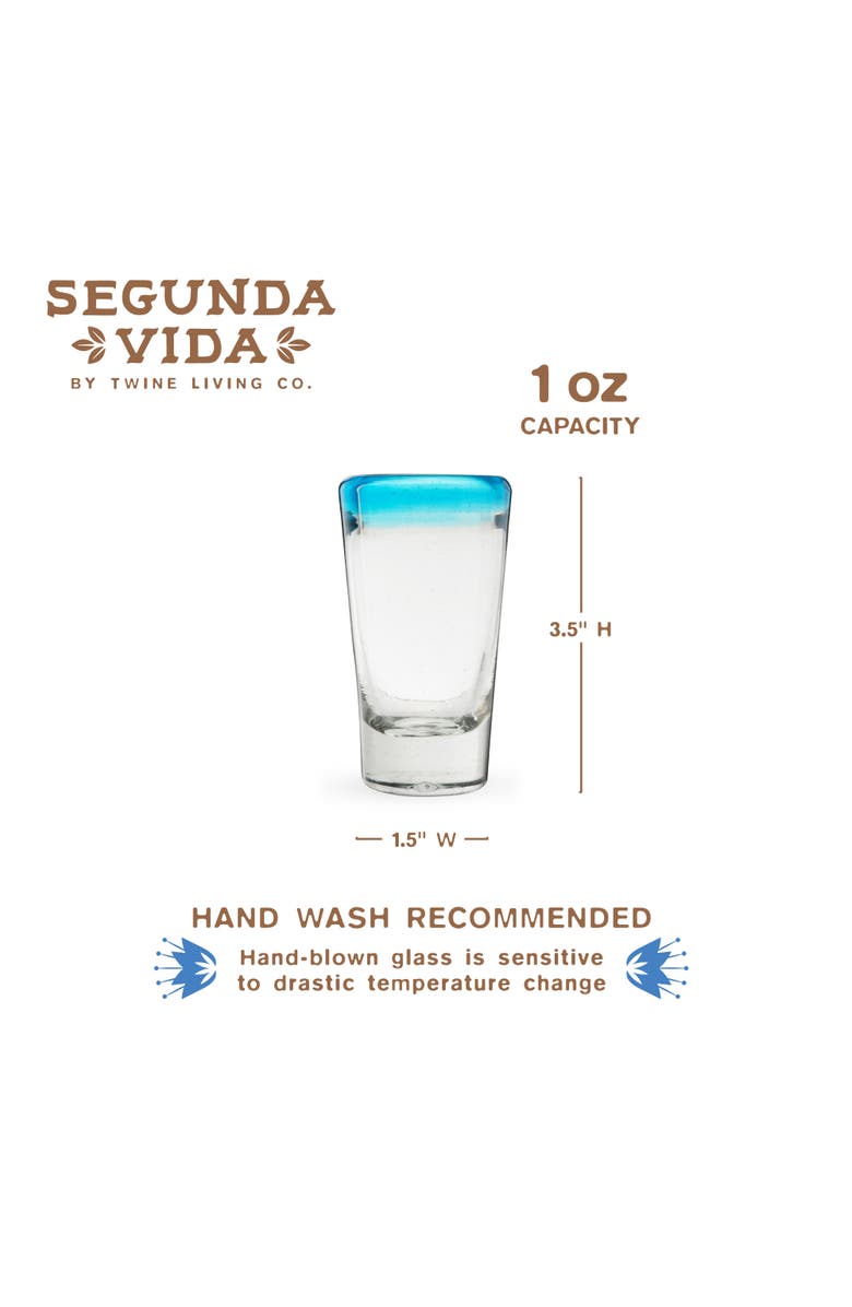 TWINE Segunda Vida Primavera Recycled Shot Glasses Set of 4, Alternate, color, Clear