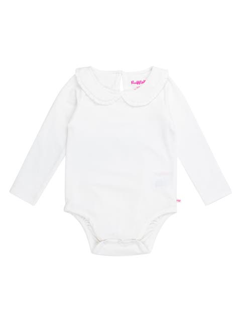 Baby Girls Knit Long Sleeve Ruffle Peter Pan Bodysuit