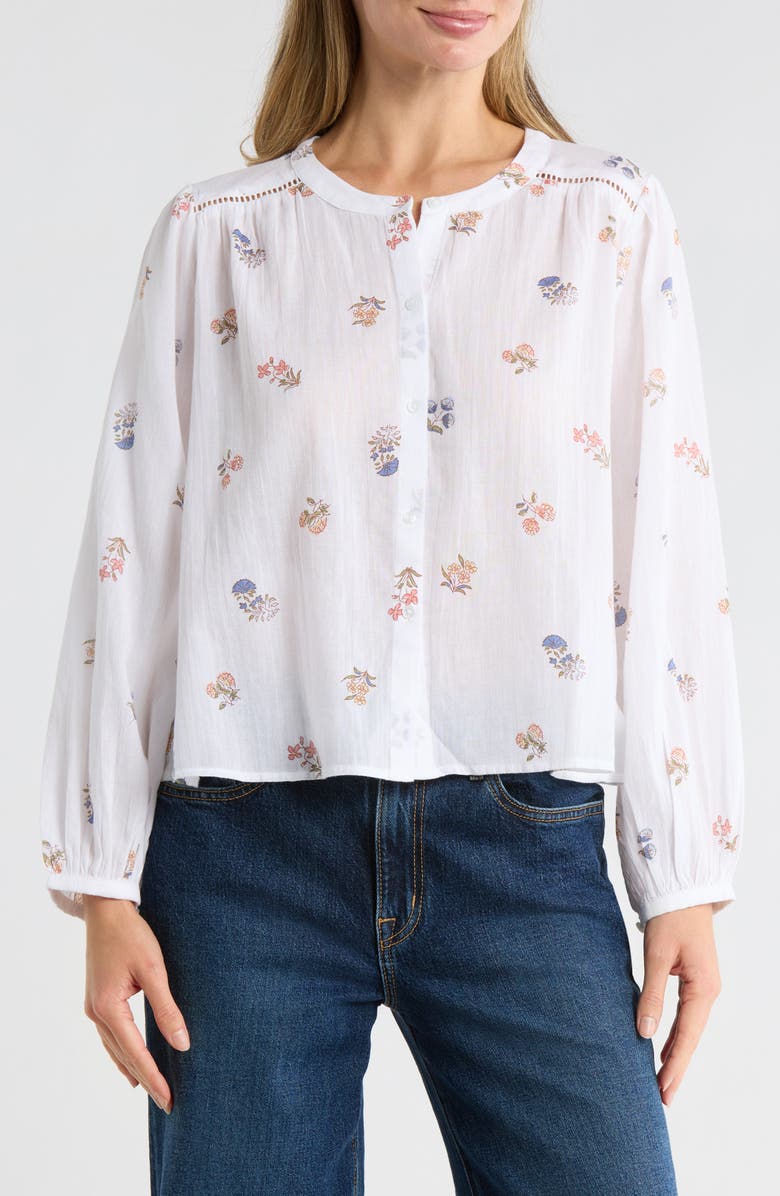 Lucky Brand Long Sleeve Button-Up Shirt, Main, color, White Floral