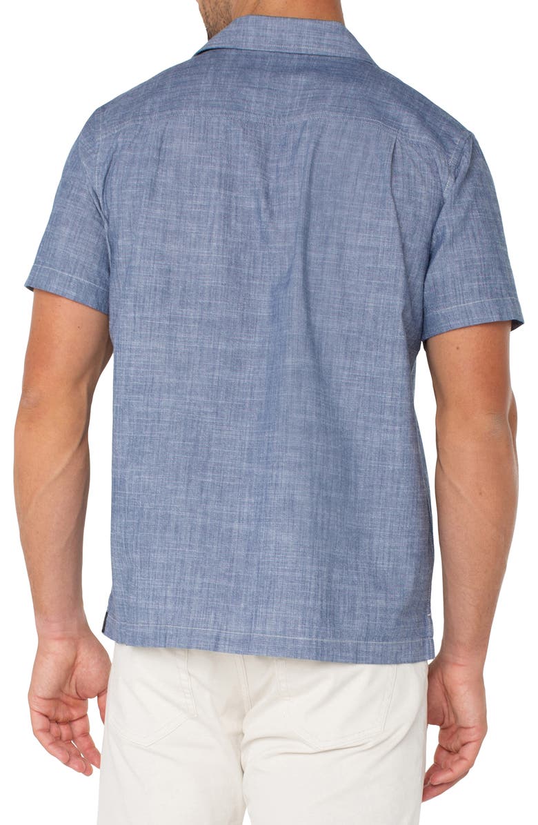 Liverpool Los Angeles Short Sleeve Slub Cotton Button-Up Shirt, Alternate, color, 