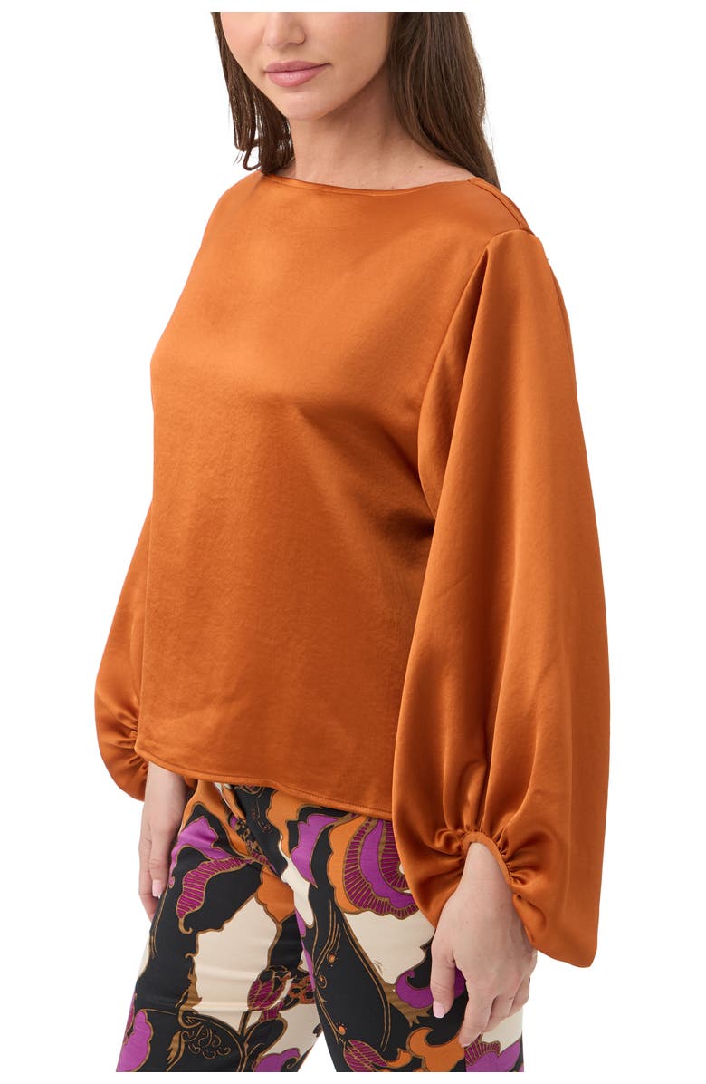 Trina Turk Ursa 2 Satin Boat Neck Top, Alternate, color, Amber