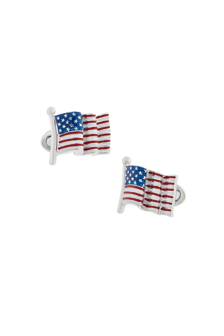 American Flag Sterling Cufflinks, Main, color, MULTI