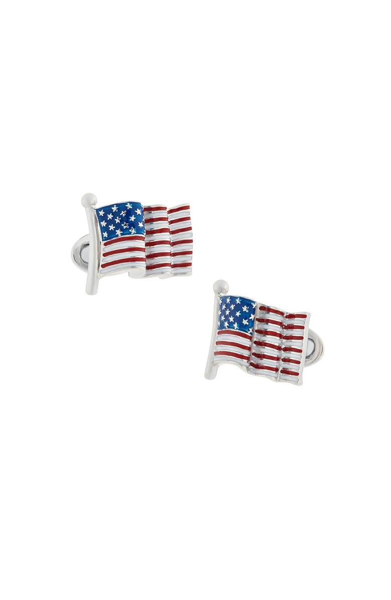 Jan Leslie American Flag Sterling Cufflinks, Main, color, Multi
