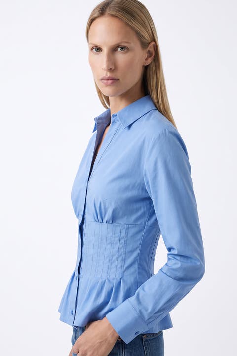 Ruffle Detail Long Sleeve Shirt With Cuffs