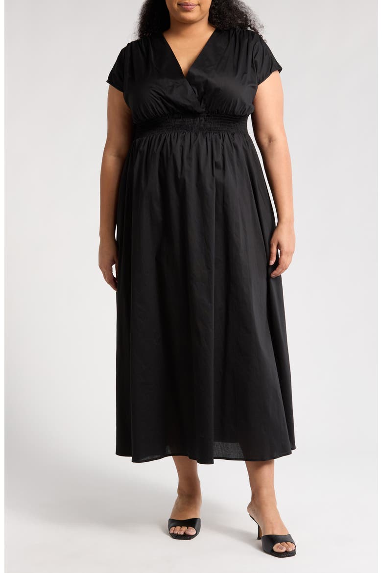 Smocked Waist Dress, Main, color, BLACK