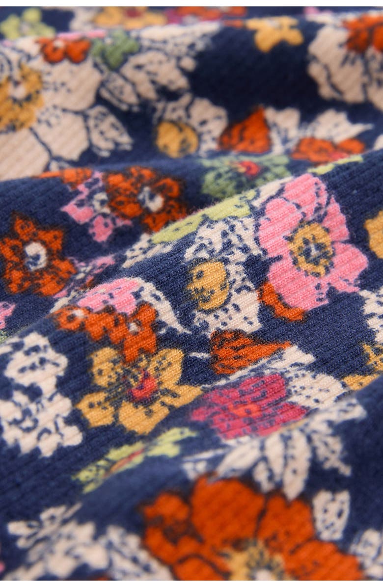 NEXT Kids' Floral Print Rib Long Sleeve Top, Alternate, color, Blue