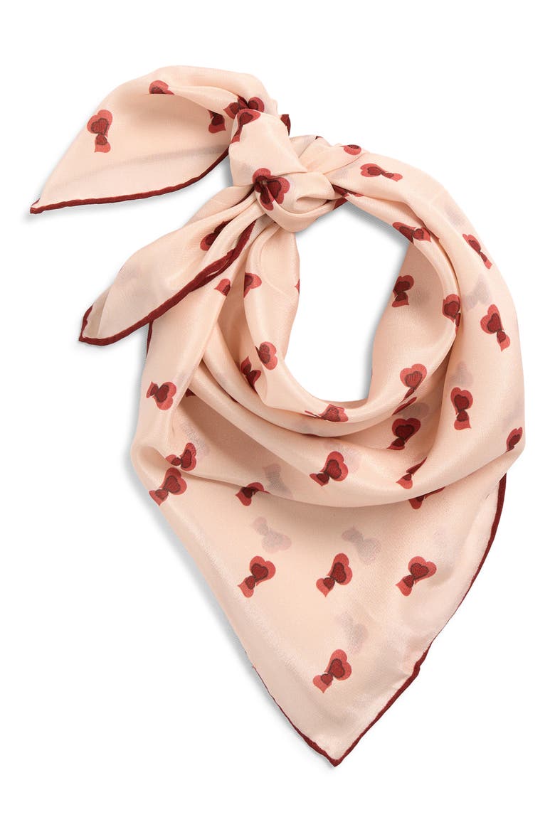 Twin Hearts Silk Bandana, Main, color, BLUSH