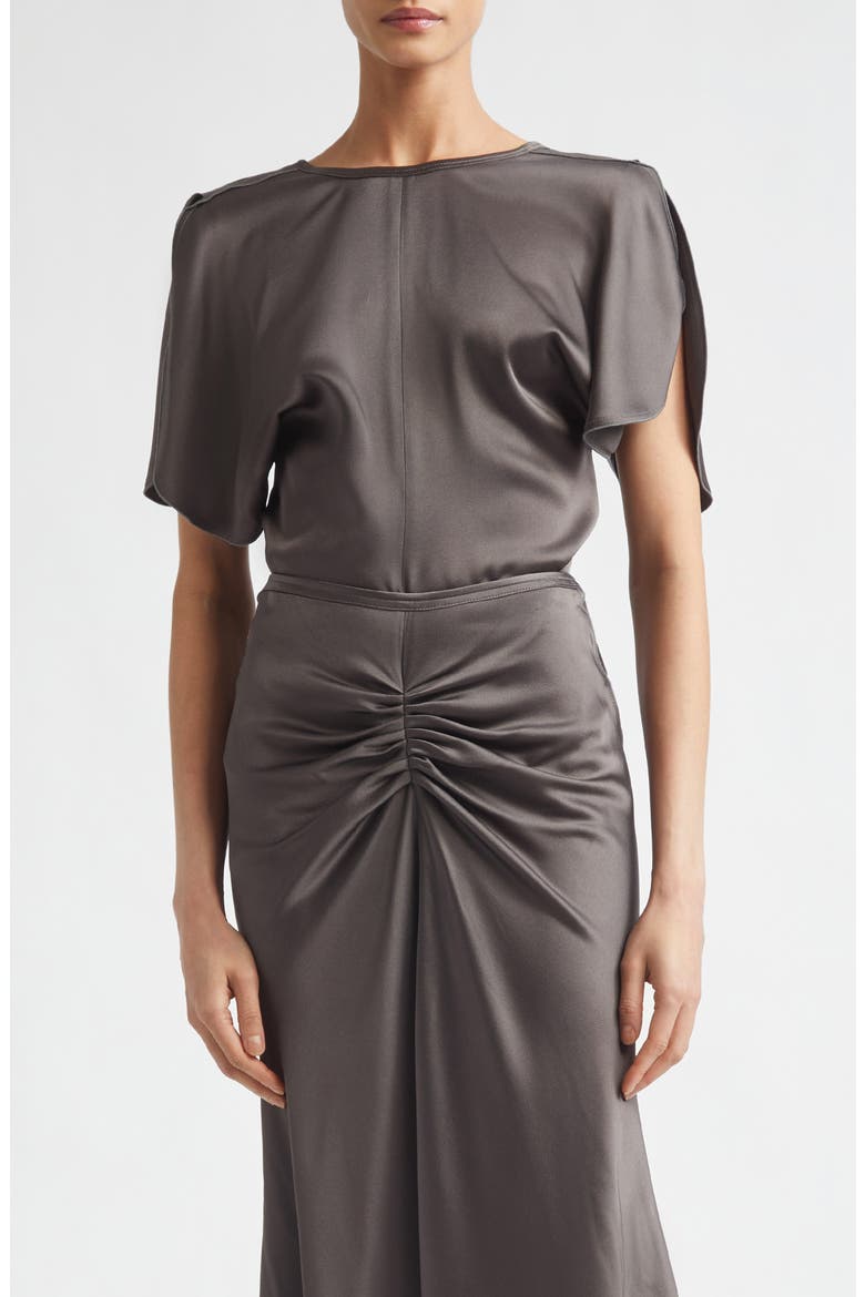 Draped Crepe Back Satin Top, Main, color, ORE