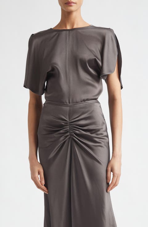 Draped Crepe Back Satin Top
