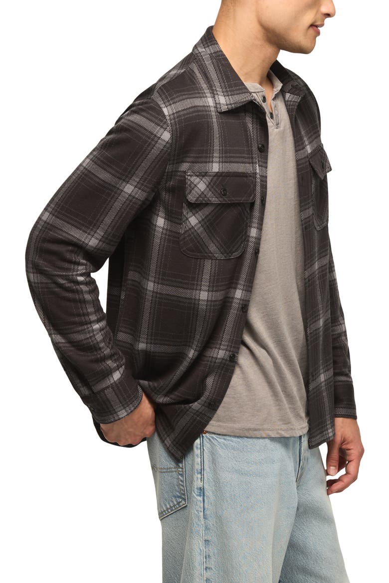 Plaid Brushed Knit Button-Up Overshirt, Alternate, color, RED MULTI