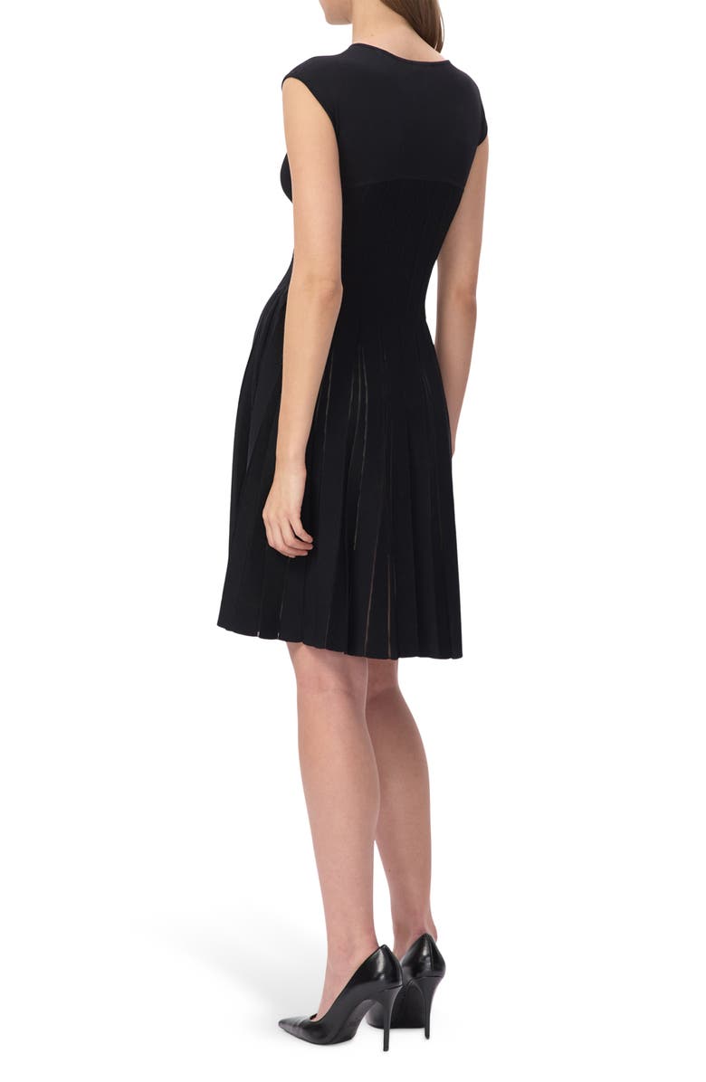 Herve Leger The Annabel Boat Neck Pleated Minidress, Alternate, color, Black 001