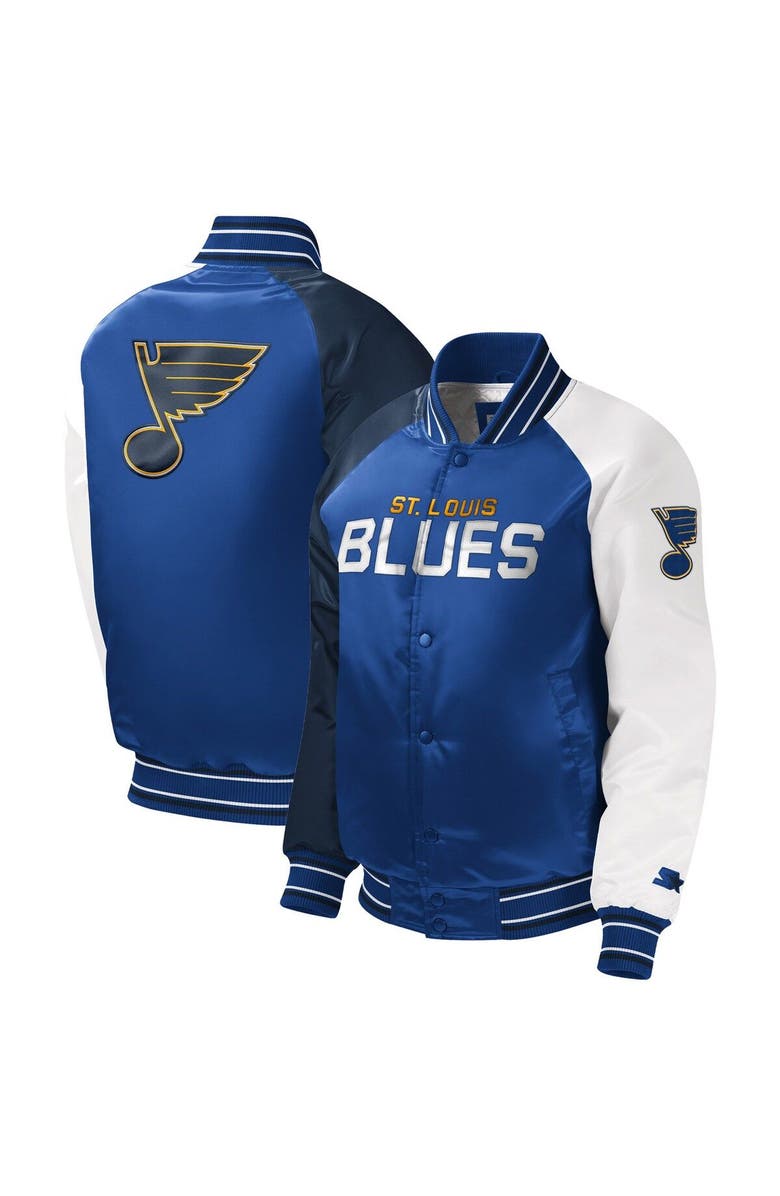 STARTER Youth Starter Blue St. Louis Blues Raglan Full-Snap Varsity Jacket, Main, color, Blue