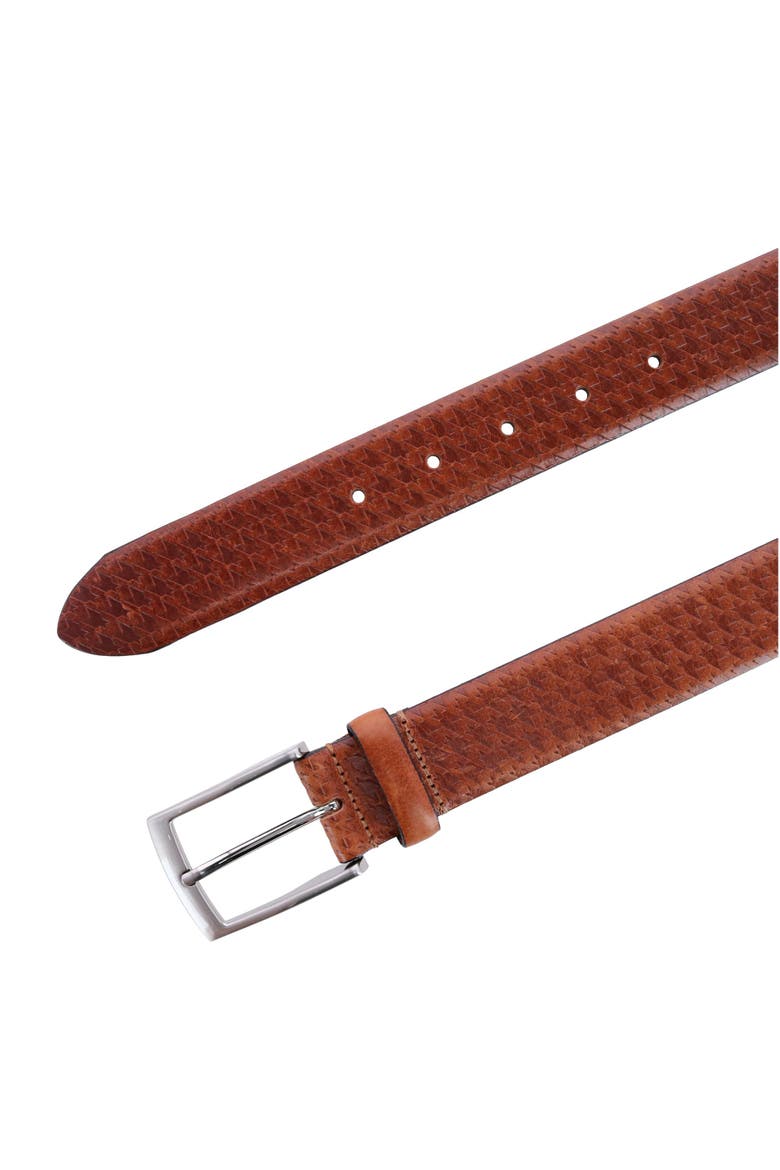 Watson Houndstooth Embossed 35mm Leather Belt, Alternate, color, Cognac