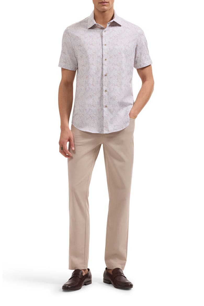 Miles OoohCotton® Leaf Print Short Sleeve Button-Up Shirt, Alternate, color, SIENNA