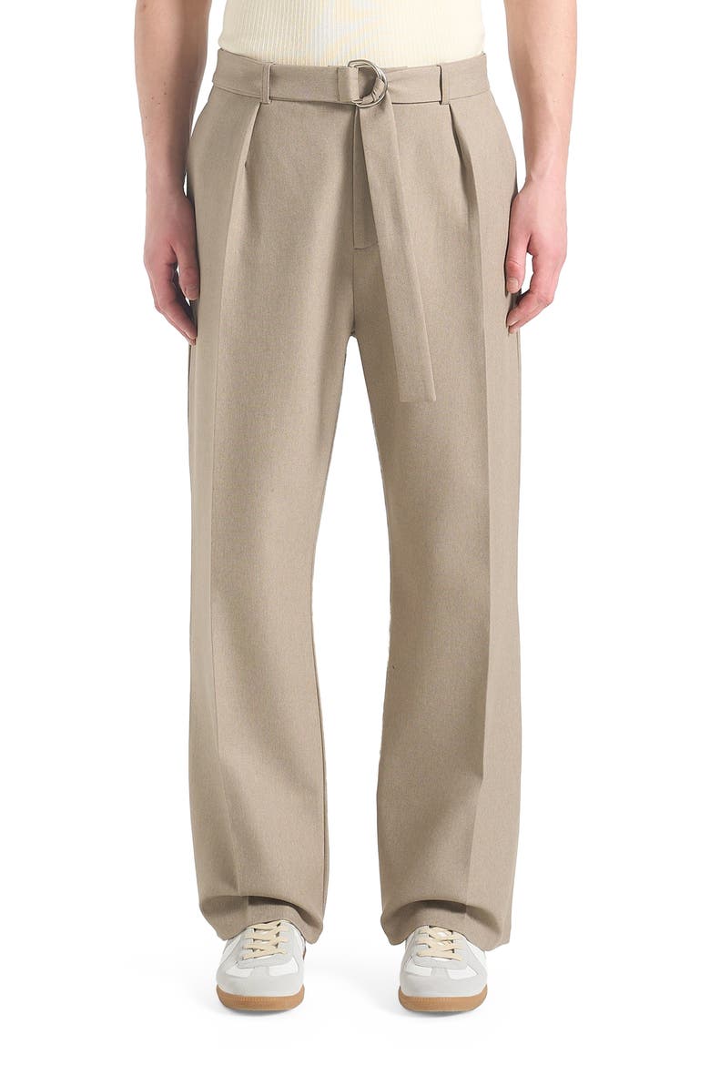 Louis Relaxed Fit Belted Tailored Trousers, Main, color, Beige