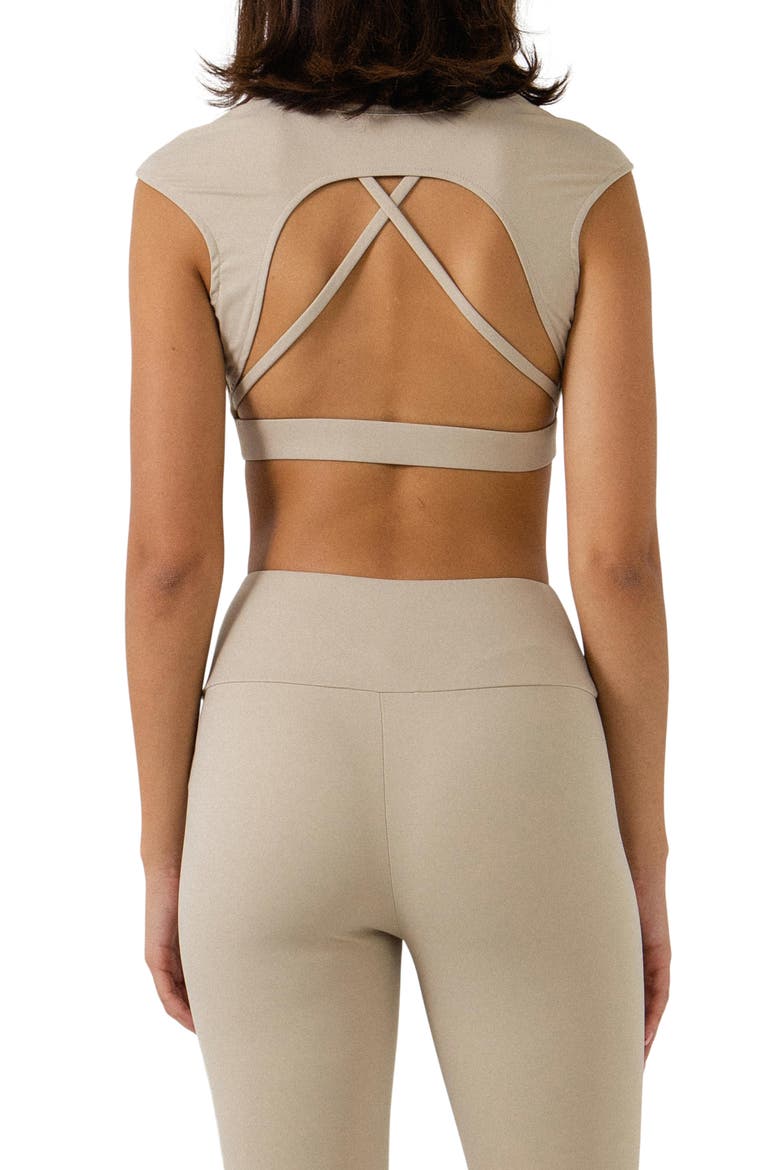 Strappy Back Crop Top, Alternate, color, KHAKI